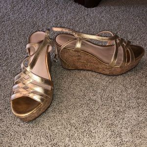 Kate Spade cork gold sandals
